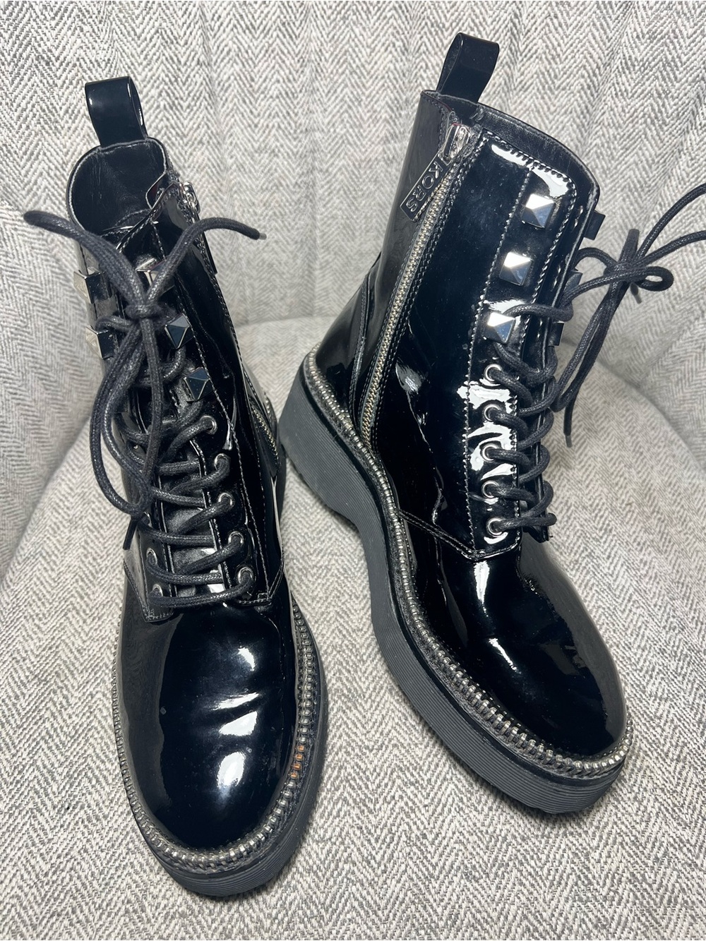 Michael Kors Haskell Patent Combat Boots size 6.5